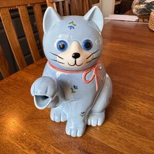 Vtg Otagiri Blue Cat Teapot Japan